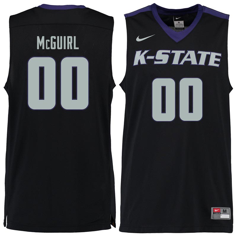 Men #00 Mike McGuirl Kansas State Wildcats College Basketball Jerseys Sale-Black